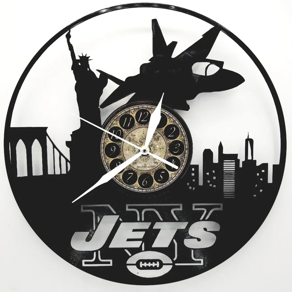 NEW YORK JETS vinyl record clock